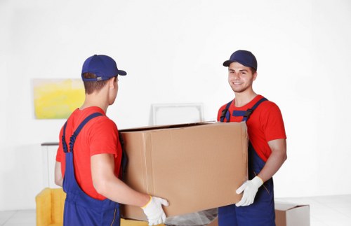 Packed furniture and boxes ready for transport in Sutton